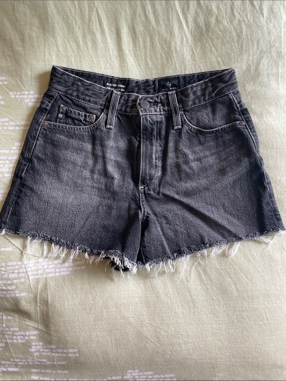 AG Alexxis Black High-Rise Denim Cutoff Shorts